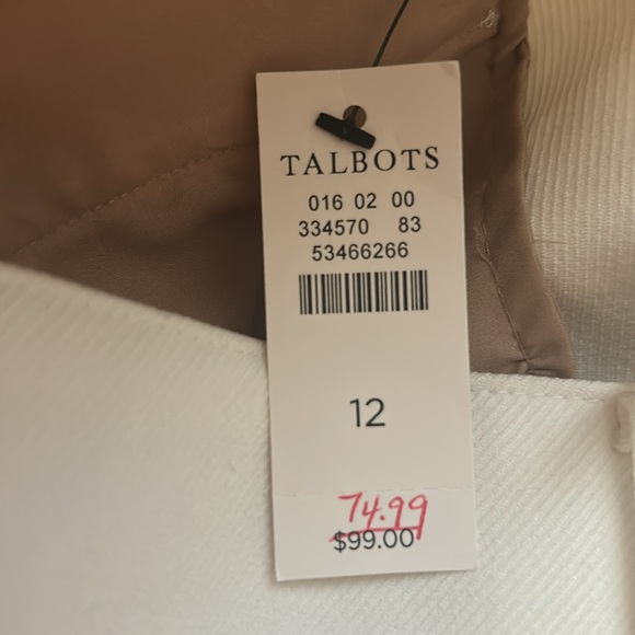 New Talbots Soft White slightly tapered pants SZ 12 - Picture 9 of 10
